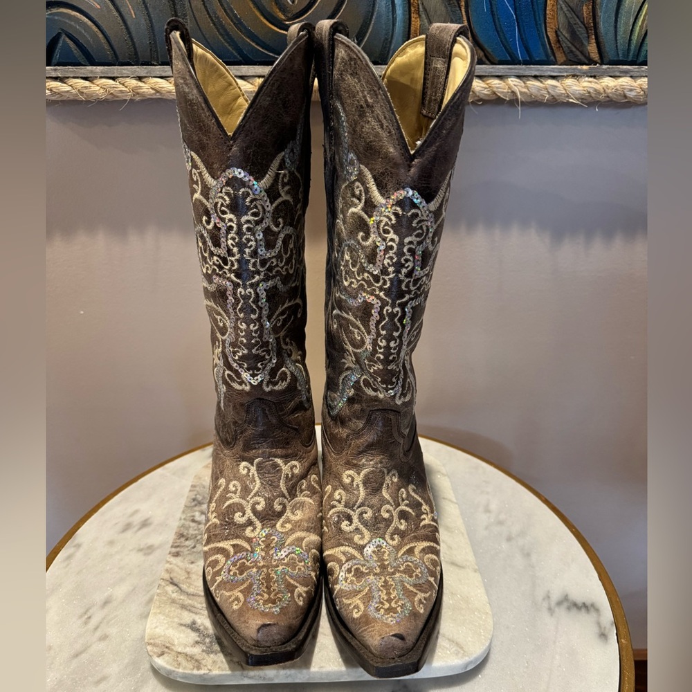 Corral Boots Beige with sequins
